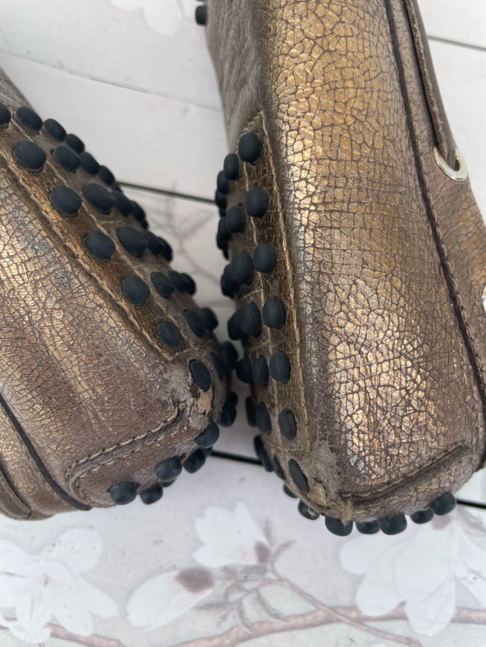 Tod's Metallic Bronze Leather Driving Loafers - Picture 3 of 10